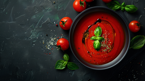 Vegane Tomaten-Basilikum-Suppe mit Mølk Hafermilch