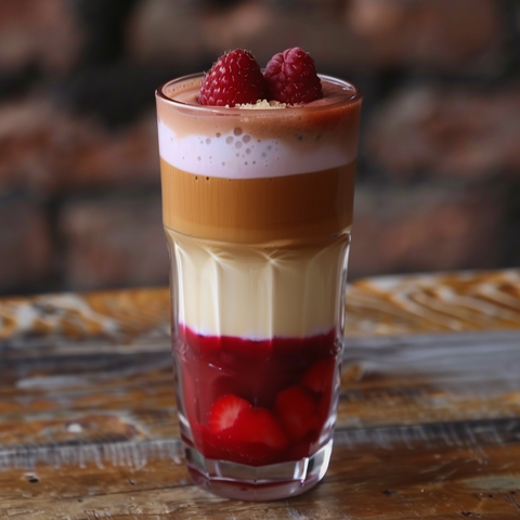 Englischer Red-White-Red-Drink mit Cappuccino