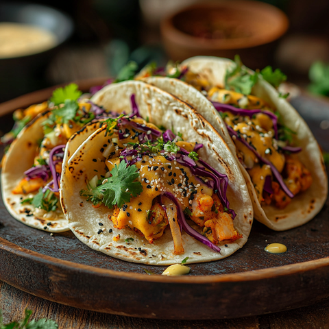 Taco Tuesday mal anders: Hafermilch-Tacos mit scharfer Kurkuma-Sauce 🌮✨