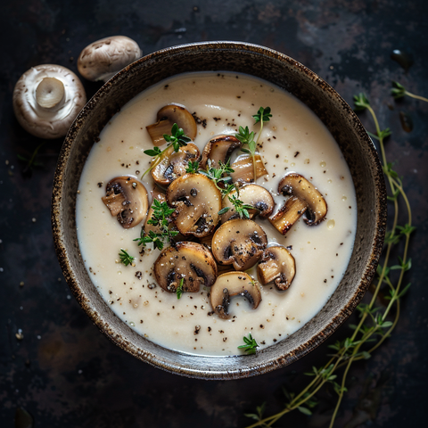 Vegane Champignoncremesuppe mit Mølk Hafermilch