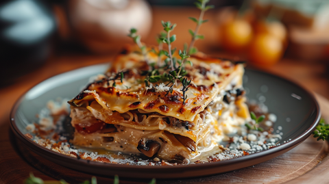 Vegane Pilz-Lasagne mit Hafermilch-Béchamelsauce