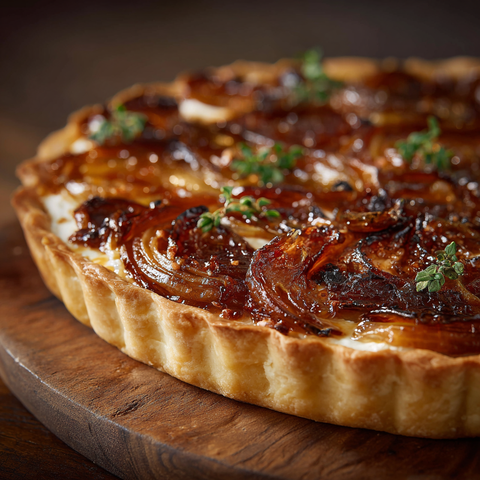 Blätterteig-Tarte mit karamellisierten Zwiebeln & Ziegenfrischkäse und Mølk
