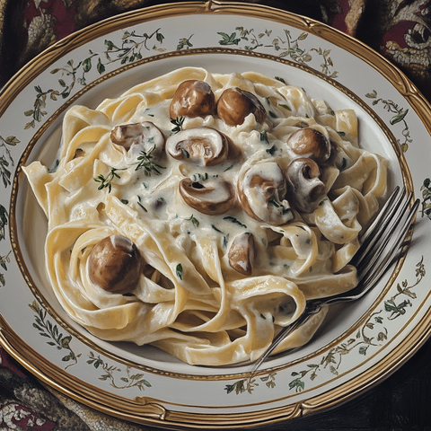Vegane Hafermilch-Fettuccine Alfredo mit Pilzen 🍝✨