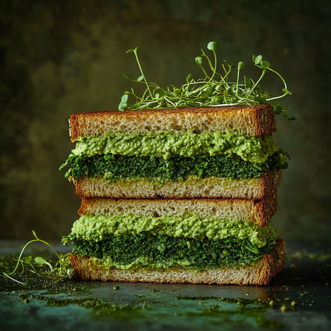 Green Goddess Sandwich mit Mølk Zero Zucker & Edamame-Hummus