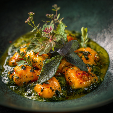 Kürbis-Gnocchi mit Salbei-Sauce und Mølk Barista