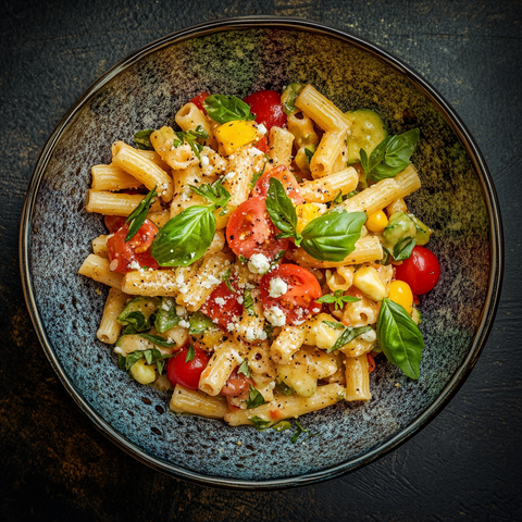 Sommerliche Pasta-Salad Bowl mit Mølk-Zitronen-Dressing